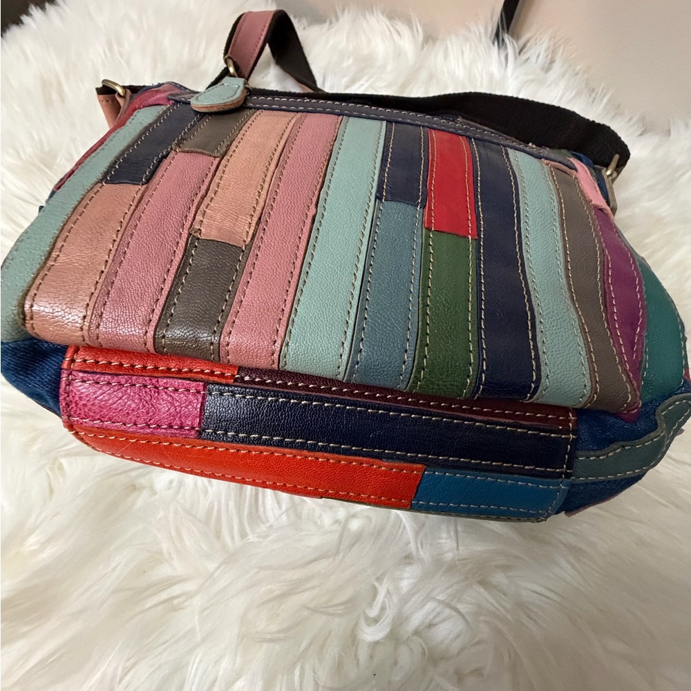 Ameri Leather Multicolor Striped Crossbody Bag - image 6